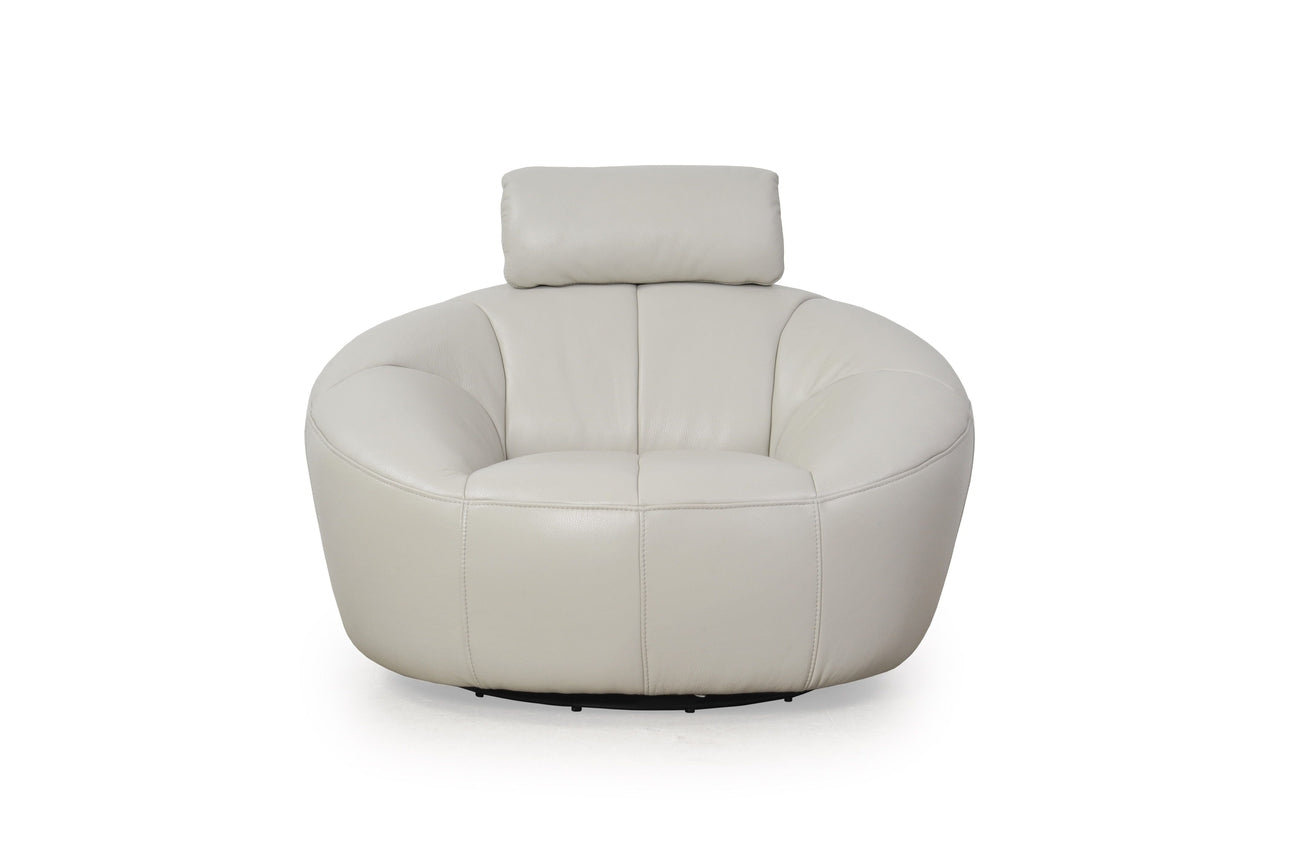 Eduardo Swivel Chair Light Grey-Moroni Leather-MORONI-29206B1383-Lounge Chairs-4-France and Son