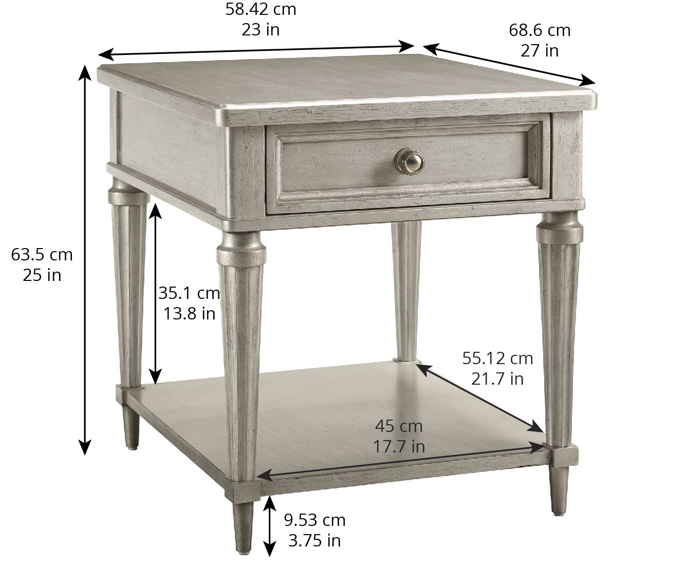 Morrissey Kirke End Table - Bezel - Silver