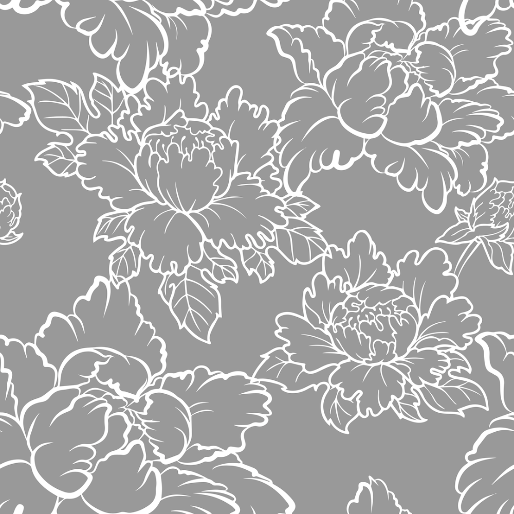 Peony Wallpaper-Mitchell Black-MITCHB-WC-BB-PY-G-PM-10-Wall DecorPatterns Dark Grey-Premium Matte Paper-1-France and Son