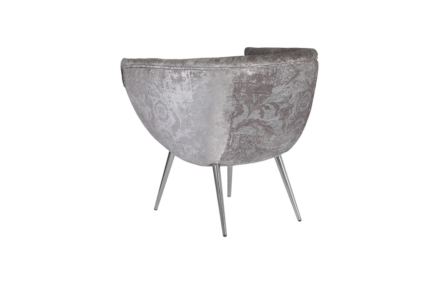 Nouveau Club Chair - Gray Crushed Velvet Fabric - Stainless Steel Legs-Phillips Collection-PHIL-PH99963-Lounge Chairs-2-France and Son