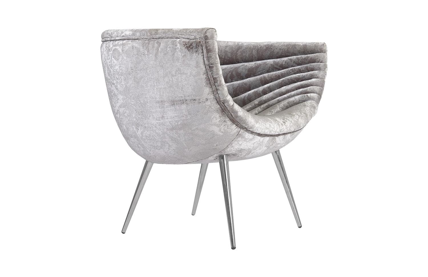 Nouveau Club Chair - Gray Crushed Velvet Fabric - Stainless Steel Legs-Phillips Collection-PHIL-PH99963-Lounge Chairs-4-France and Son