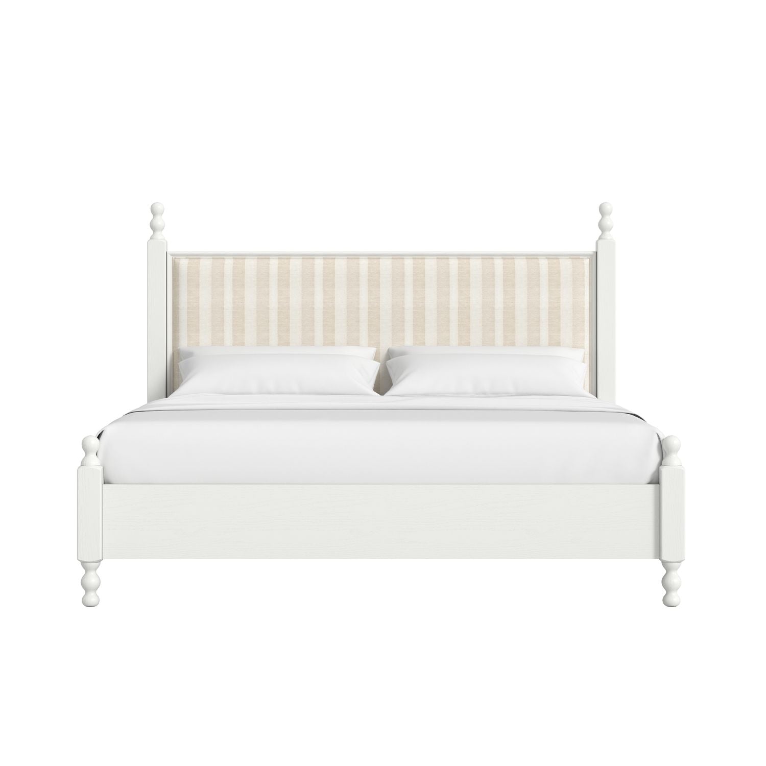 Haven King Upholstered Finial Bed — Warm White