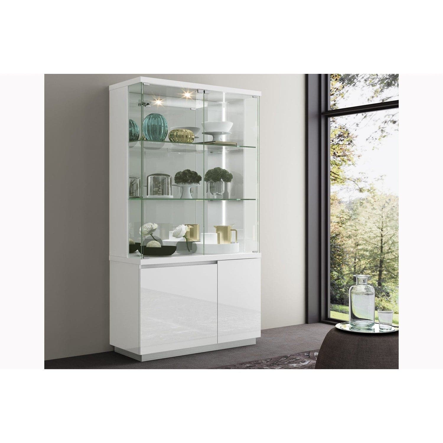 Cameron Vitrine-Whiteline Modern Living-WHITELINE-CB1686-WHT-Bookcases & Cabinets-2-France and Son