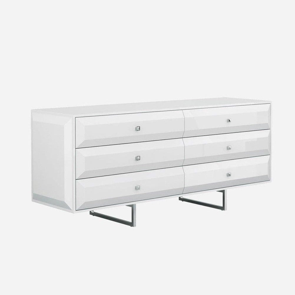 Abrazo Double Dresser-Whiteline Modern Living-WHITELINE-DR1356D-WHT-Dressers-1-France and Son