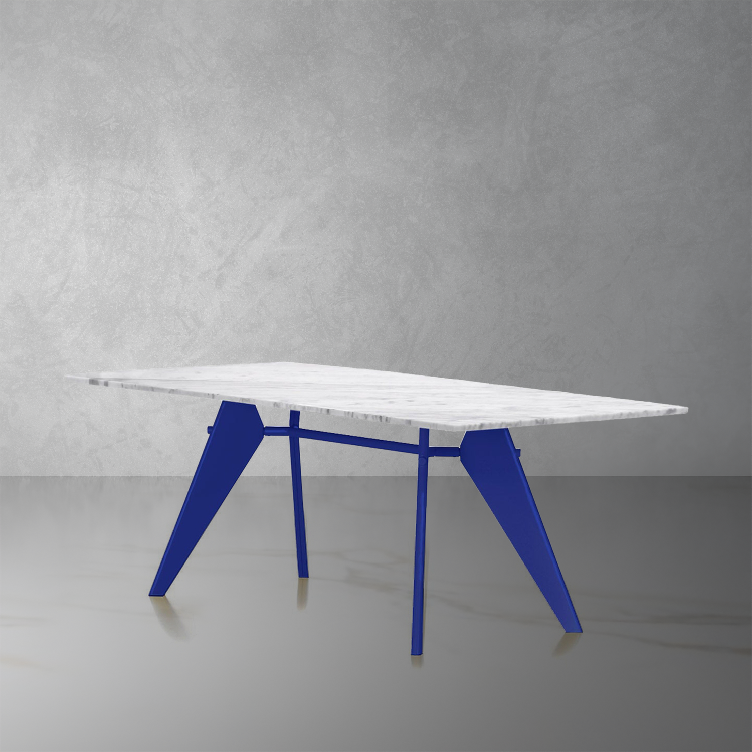 Jean Cobalt Blue Marble Dining Table-France & Son-FXT694WHT-Dining Tables-1-France and Son