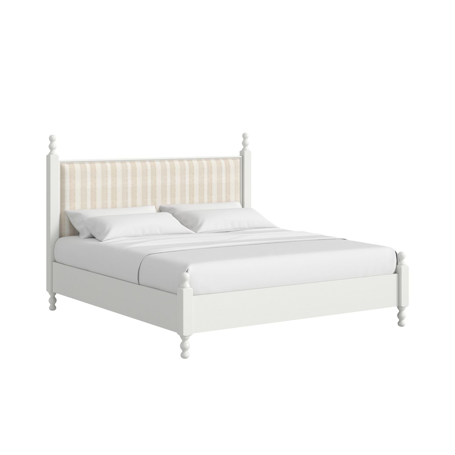 Haven King Upholstered Finial Bed — Warm White