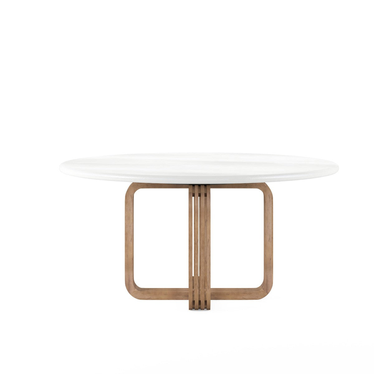 Portico Round Dining Table - White, Brown