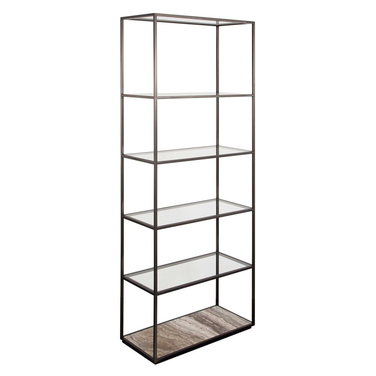 Imelda Plane Etagere - Travertine/Bronze