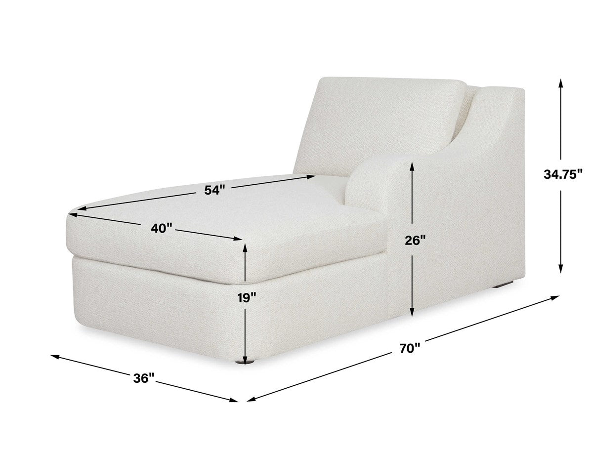 Dirk Chaise, Right Arm Facing - Snuggle Vanilla