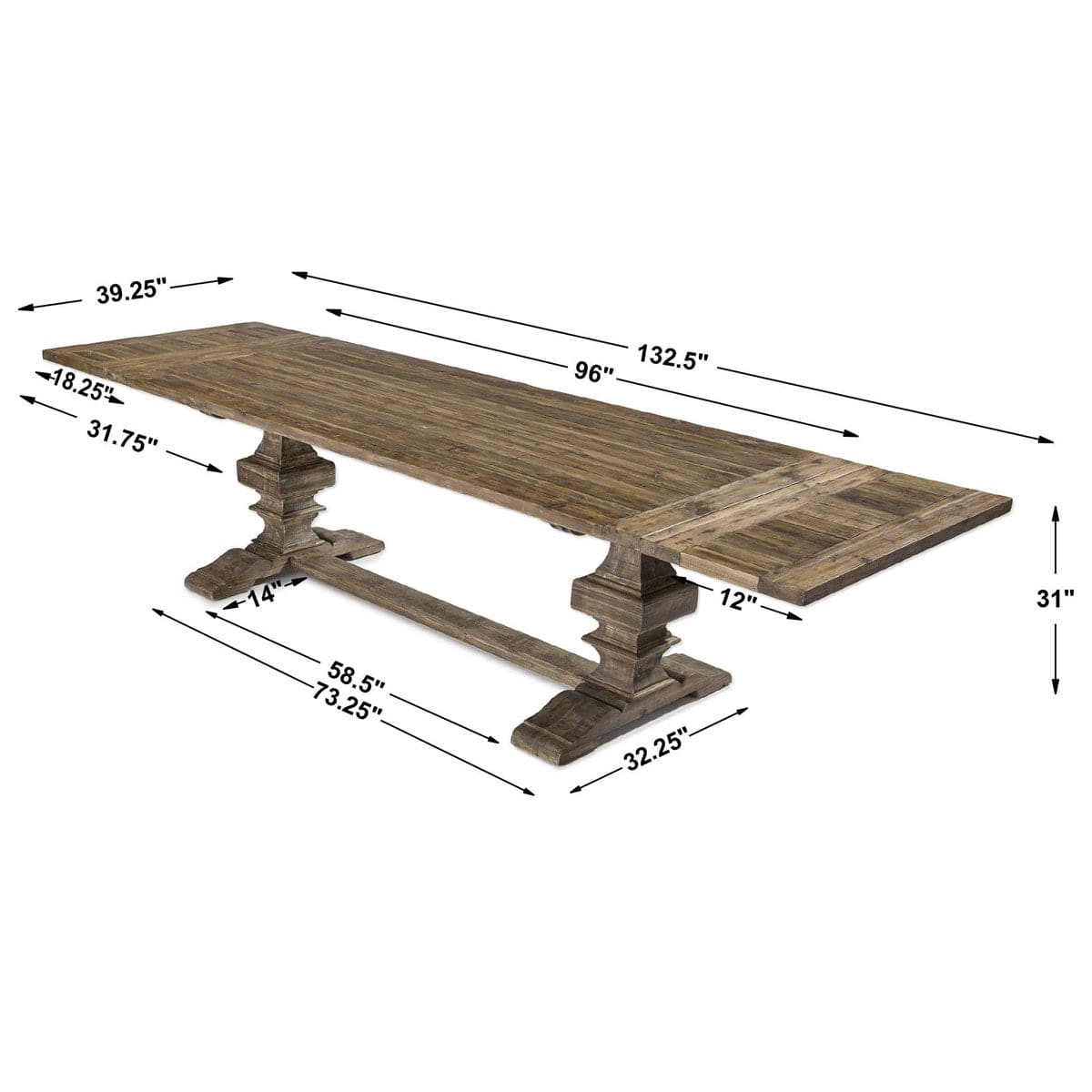 Muriel Extension Dining Table - Warm Honey