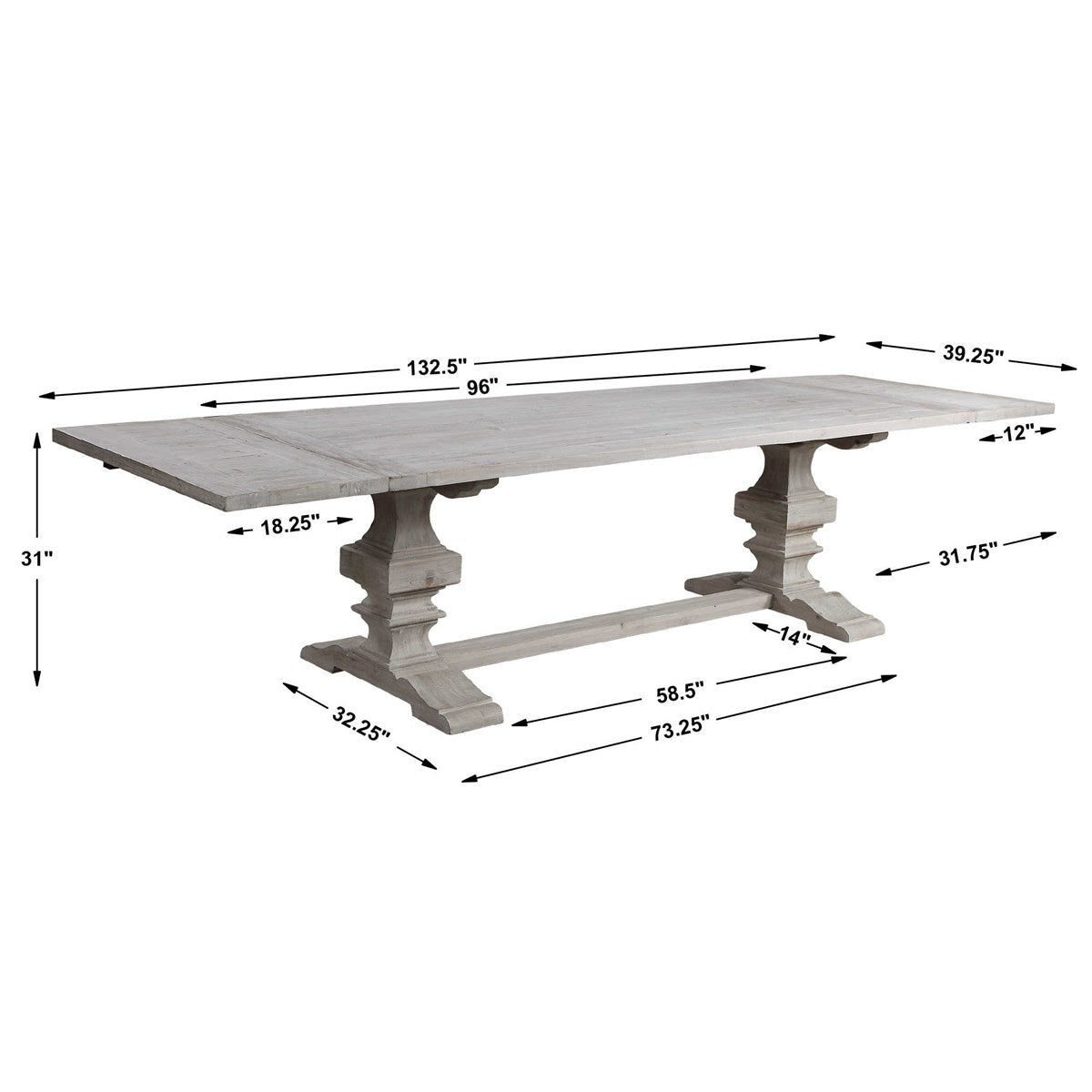 Muriel Extension Dining Table - White