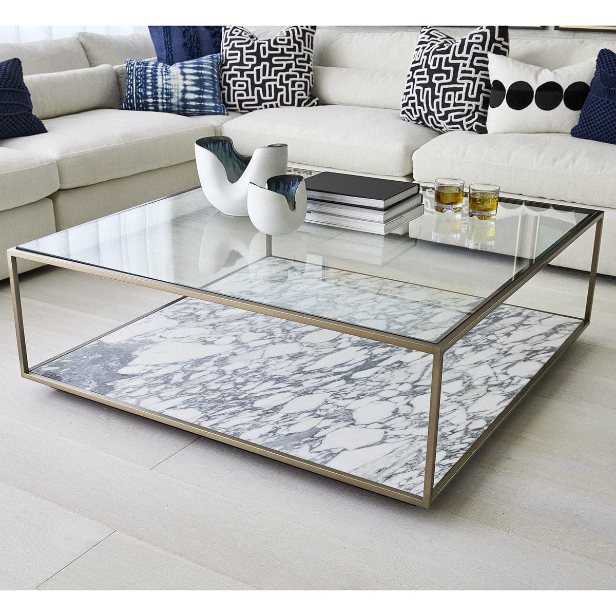 Imelda Coffee Table - Marble/Brass, 2 Cartons