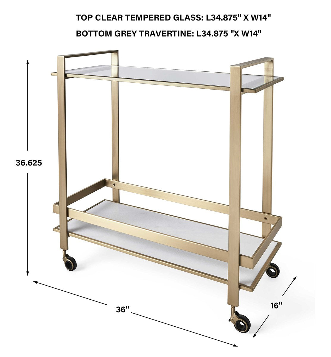 Biddie Bar Cart - Brass