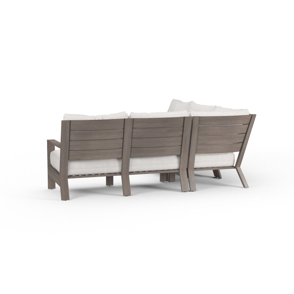 Alternate view of Laguna Sectional in Canvas Flax, No Welt in cream and driftwood with l-shaped sectional.
