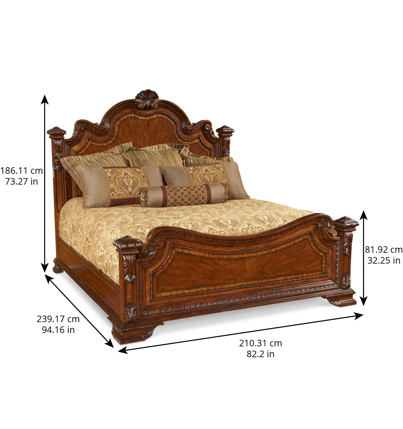 Old World Eastern King Estate Bed - Brown