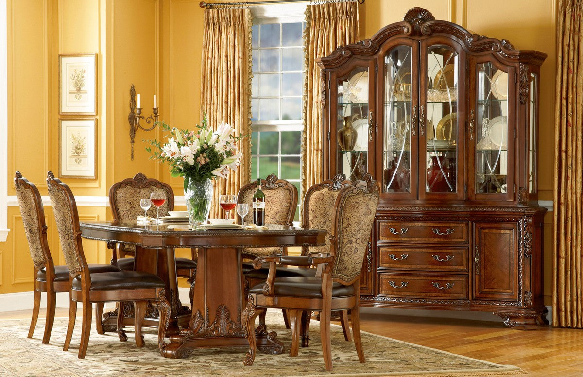 Old World Double Pedestal Dining Table - Brown