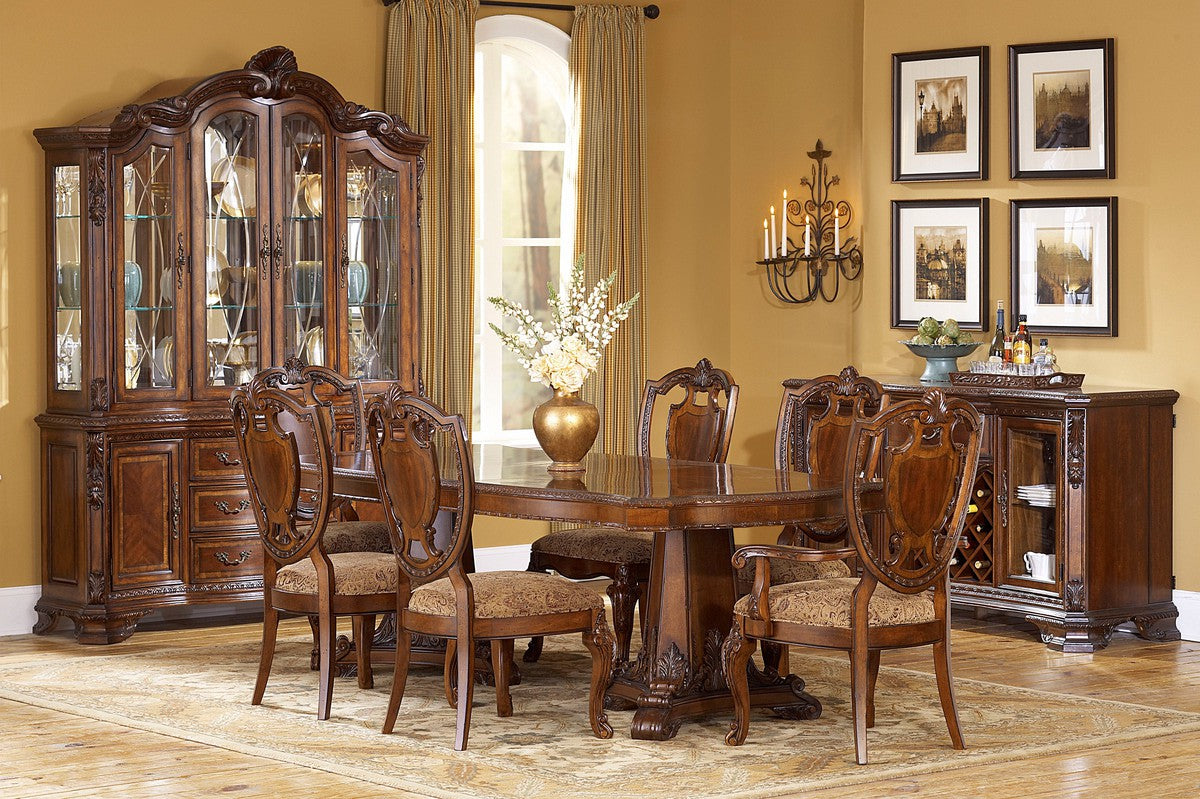 Old World 7pc Dining Rect Table Set - Brown