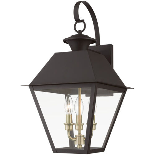 Wentworth 3 Light 22 inch Outdoor Wall Lantern-Livex Lighting-LIVEX-27218-07-Wall LightingBronze with Antique Brass Finish Cluster-4-France and Son