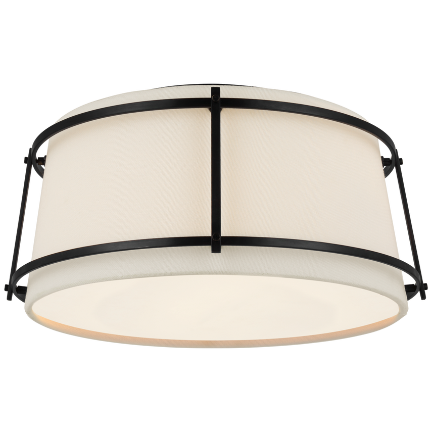 Callme Small Flush Mount-Visual Comfort-VISUAL-S 4685BZ-L/FA-Flush MountsBronze/Linen Shade and Frosted Acrylic Diffuser-1-France and Son