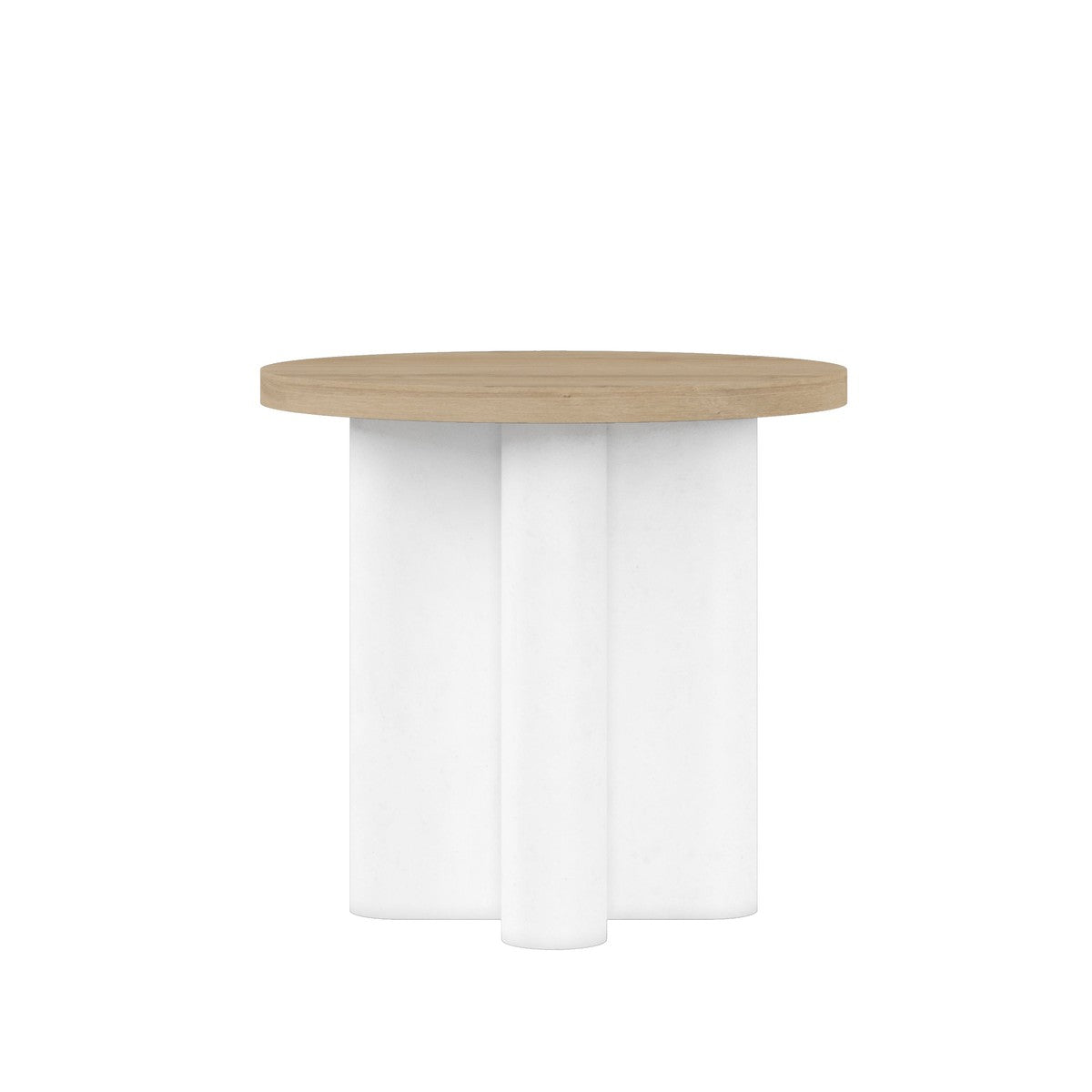 Garrison Round End Table - Brown, White