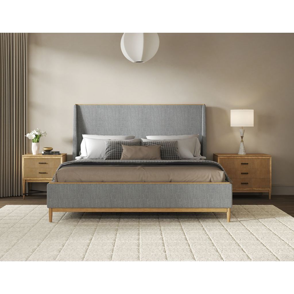 Loft King Upholstered Bed — Natural Maple