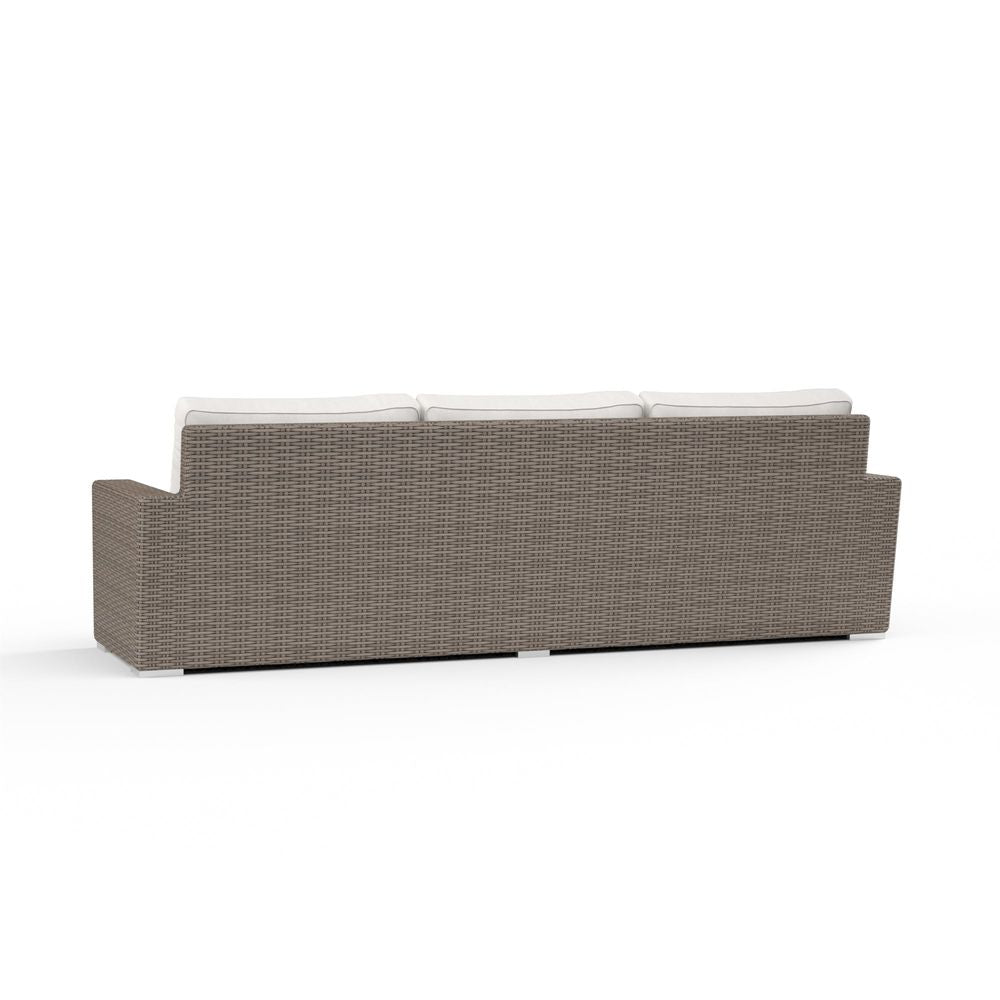 Alternate view of Coronado Sofa in Canvas Flax w/ Self Welt in taupe and off-white with rectangular blocky silhouette.