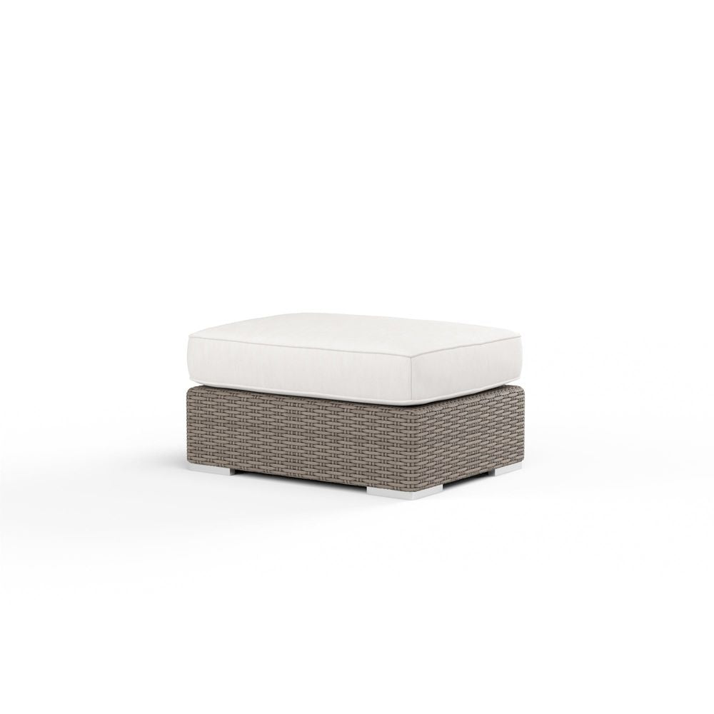 Coronado Ottoman in Canvas Flax w/ Self Welt