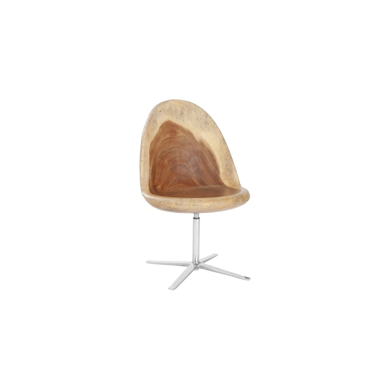 Smoothed Swivel Chair Chamcha Wood - Stainless Steel Base-Phillips Collection-PHIL-TH100627-Chair-1-France and Son