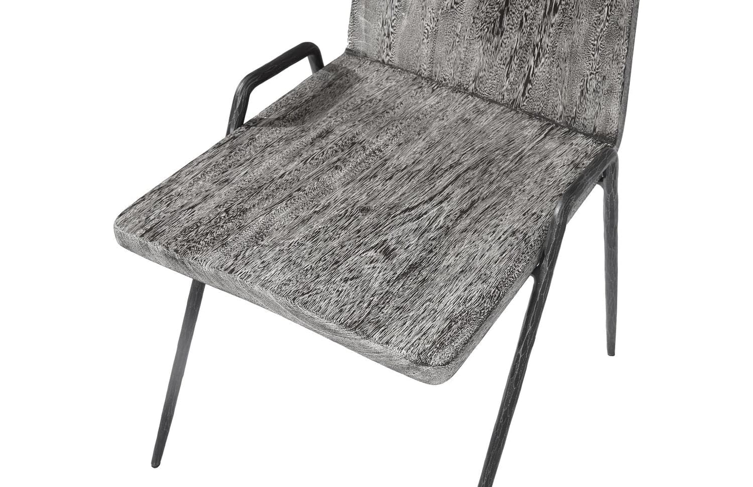 Forged Leg Dining Chair - Chamcha Wood - Gray Stone Finish - Metal-Phillips Collection-PHIL-TH99496-Dining Chairs-4-France and Son