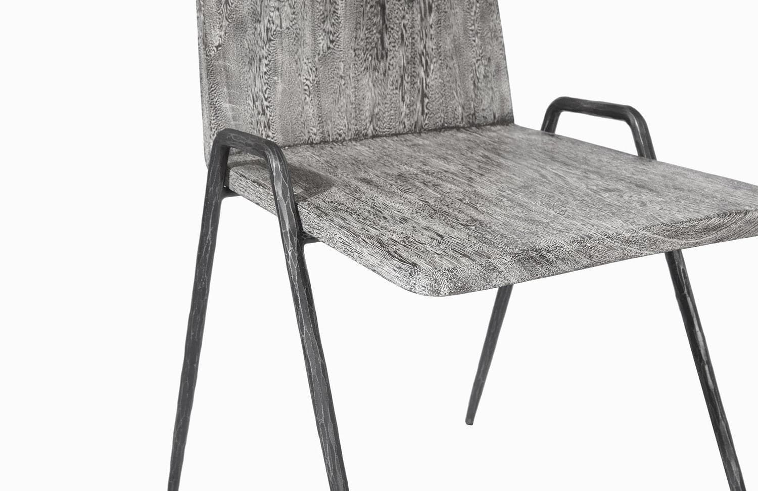 Forged Leg Dining Chair - Chamcha Wood - Gray Stone Finish - Metal-Phillips Collection-PHIL-TH99496-Dining Chairs-5-France and Son