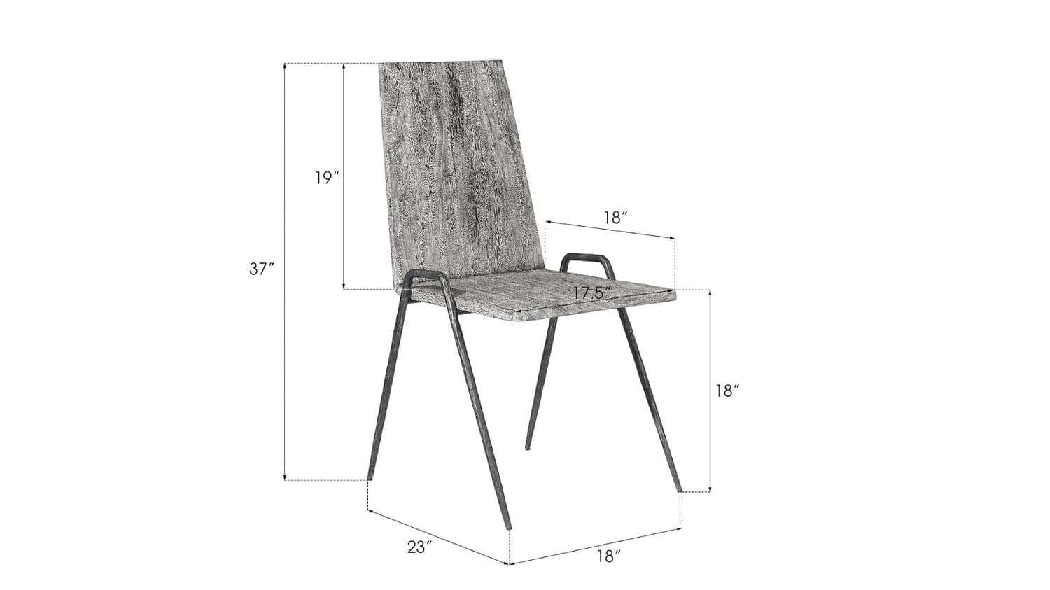 Forged Leg Dining Chair - Chamcha Wood - Gray Stone Finish - Metal-Phillips Collection-PHIL-TH99496-Dining Chairs-6-France and Son