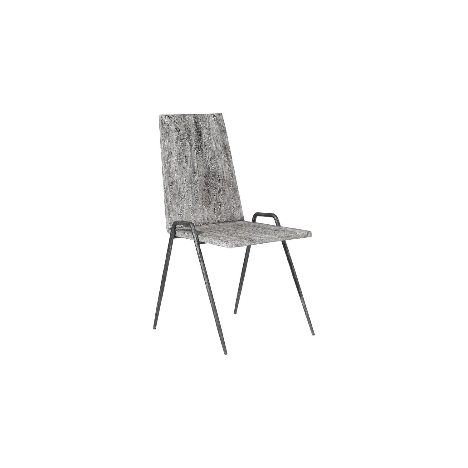 Forged Leg Dining Chair - Chamcha Wood - Gray Stone Finish - Metal-Phillips Collection-PHIL-TH99496-Dining Chairs-1-France and Son