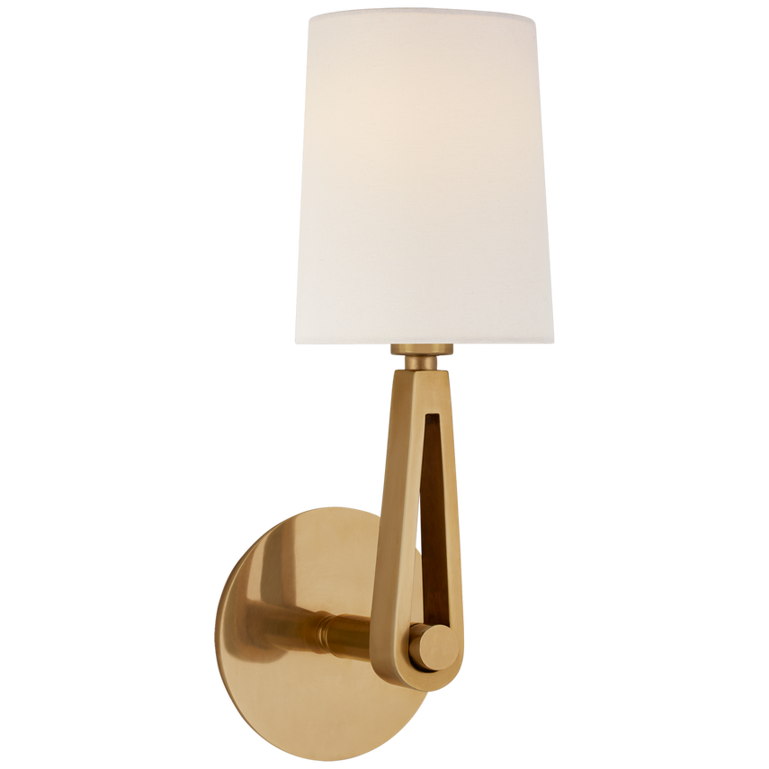 Alphine Single Sconce-Visual Comfort-VISUAL-TOB 2510HAB-L-Wall LightingHand-Rubbed Antique Brass-Linen-2-France and Son