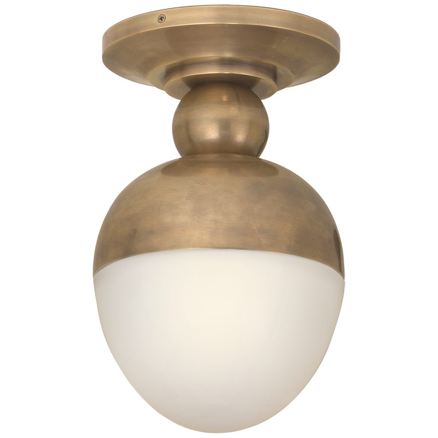 Clarine Flush Mount-Visual Comfort-VISUAL-TOB 4006HAB-WG-Flush MountsHand-Rubbed Antique Brass/White Glass-3-France and Son