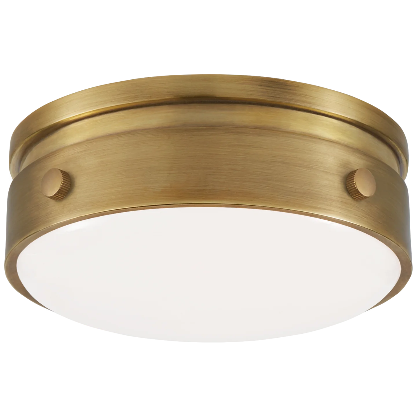 Hickory 5.5" Solitaire Flush Mount-Visual Comfort-VISUAL-TOB 4062HAB-WG-Flush MountsHand-Rubbed Antique Brass-White Glass-3-France and Son