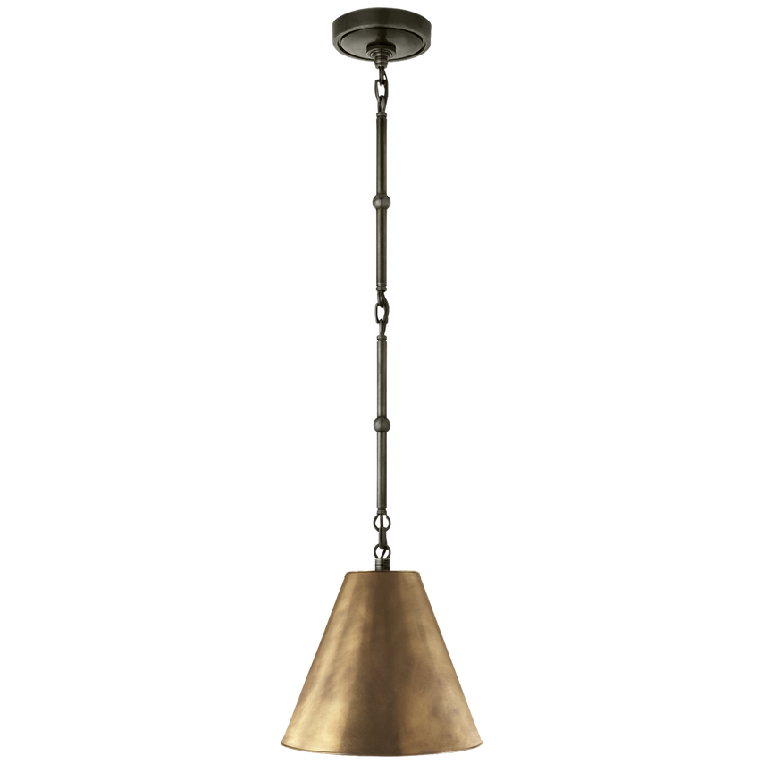 Groomy Petite Hanging Shade-Visual Comfort-VISUAL-TOB 5089BZ/HAB-HAB-Flush MountsBronze with Antique Brass Hand-Rubbed Antique Brass Shade-4-France and Son