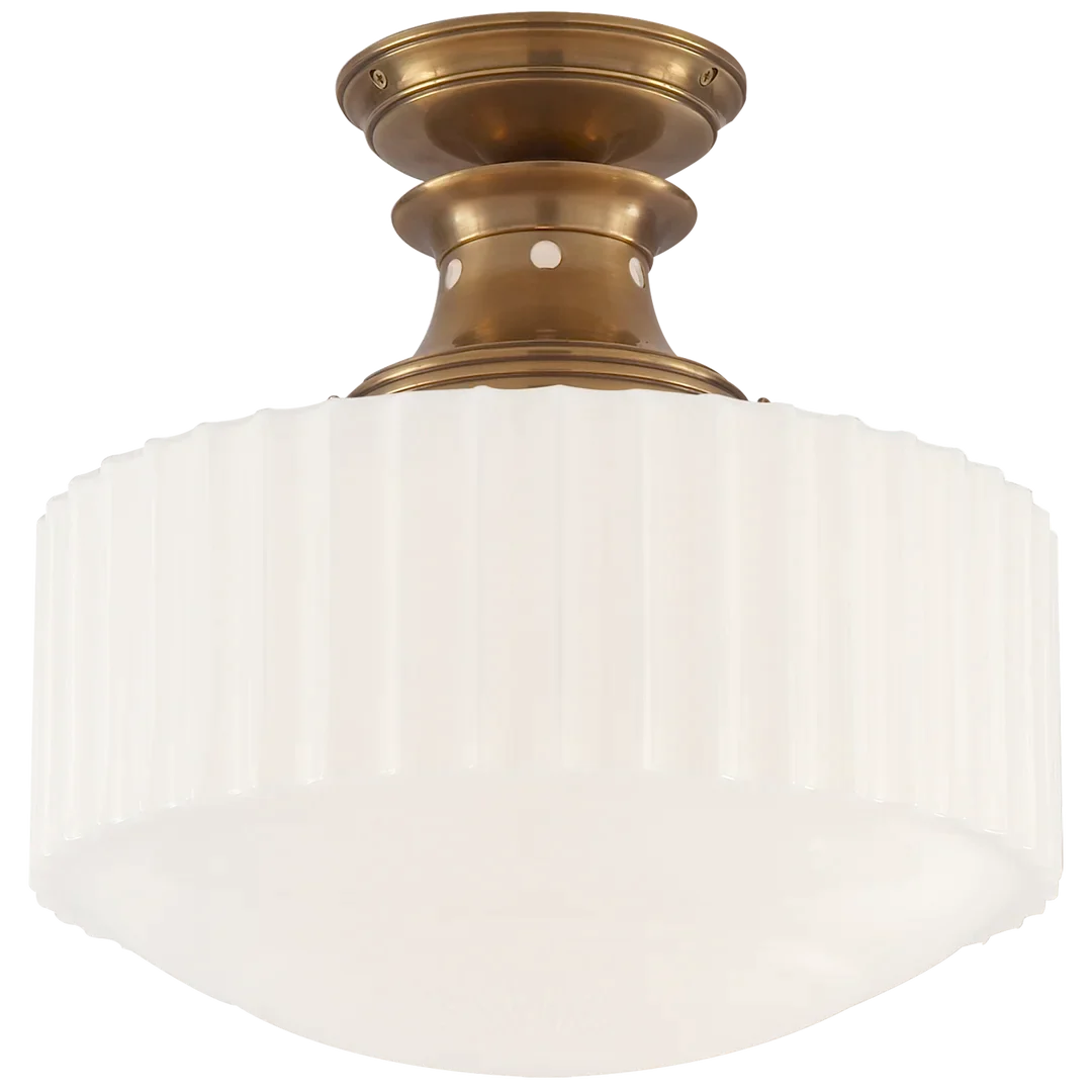 Milly Road Flush Mount-Visual Comfort-VISUAL-TOB 5150HAB-WG-Flush MountsHand-Rubbed Antique Brass-White Glass-3-France and Son