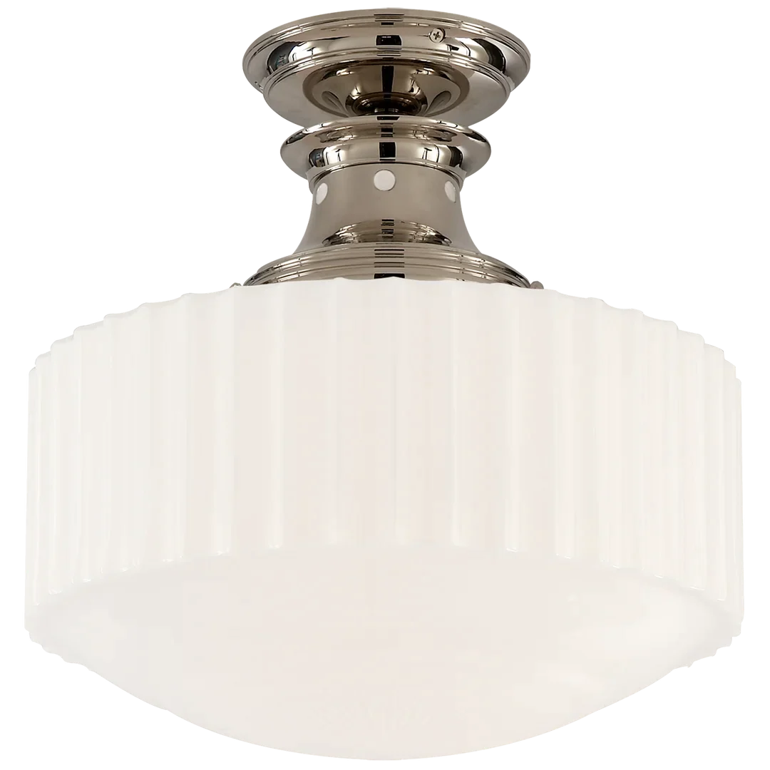 Milly Road Flush Mount-Visual Comfort-VISUAL-TOB 5150PN-WG-Flush MountsPolished Nickel-White Glass-4-France and Son