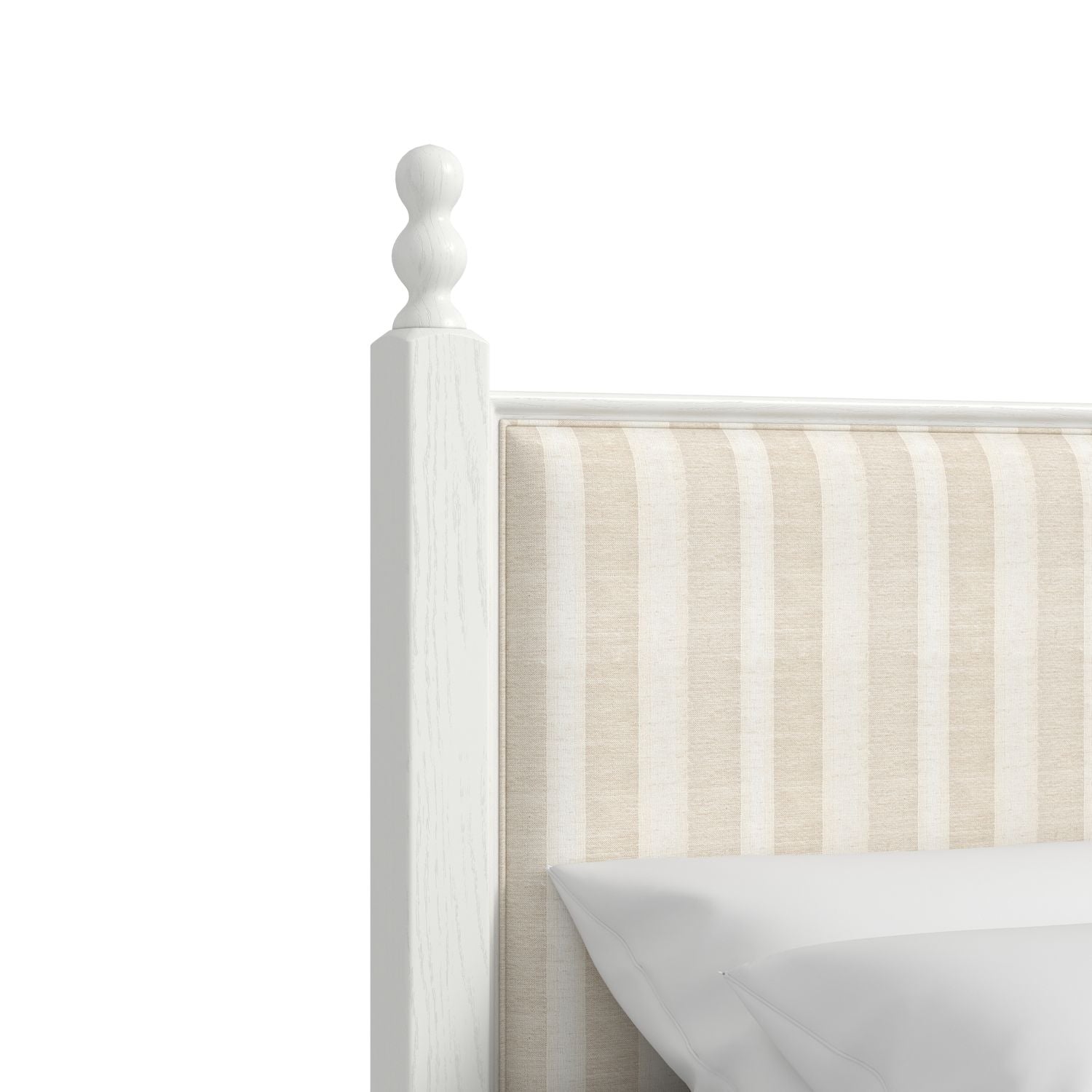 Haven King Upholstered Finial Bed — Warm White