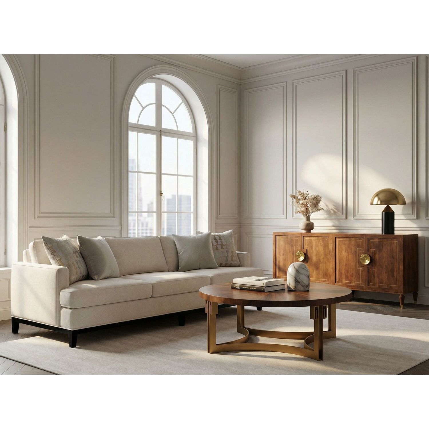 Boulevard Credenza — Auburn, Burnished Gold, Black Marble