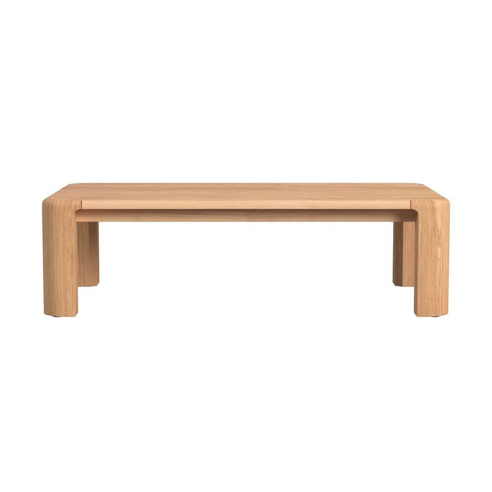 Alternate view of Natural Teak Outdoor Coffee Table, featuring teak wood and slatted tabletop for drainage.