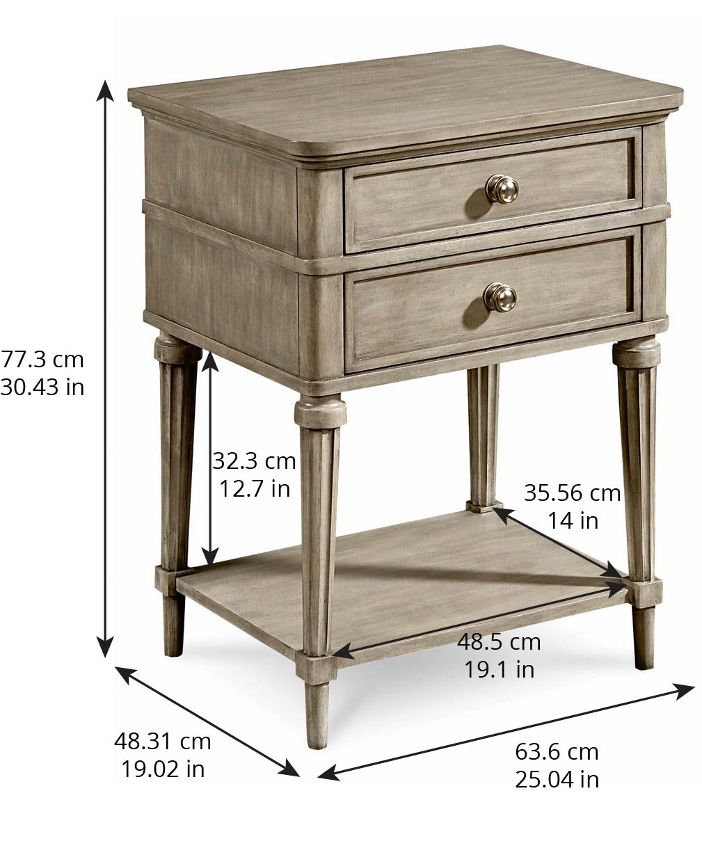 Morrissey Kirke Leg Nightstand Bezel - Silver