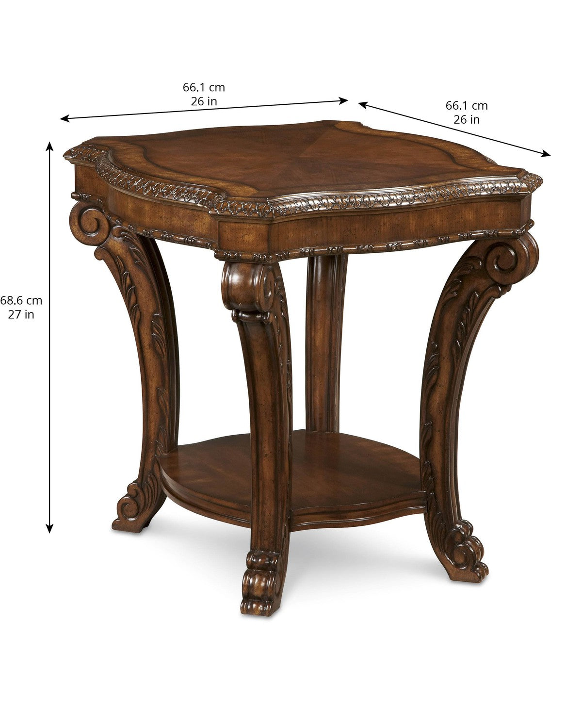 Old World Rectangular End Table - Brown