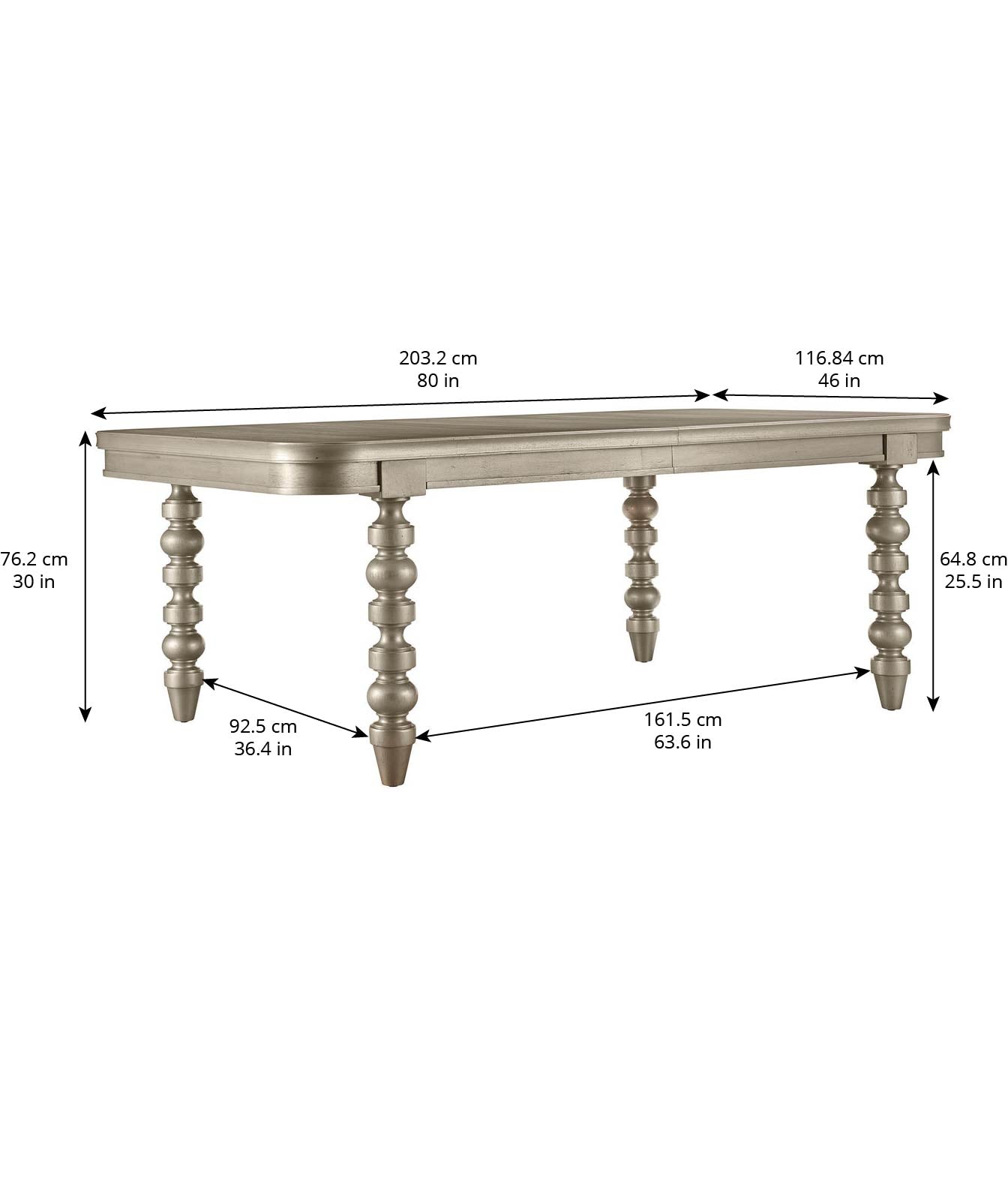 Morrissey Oldham Leg Dining Table - Bezel - Silver