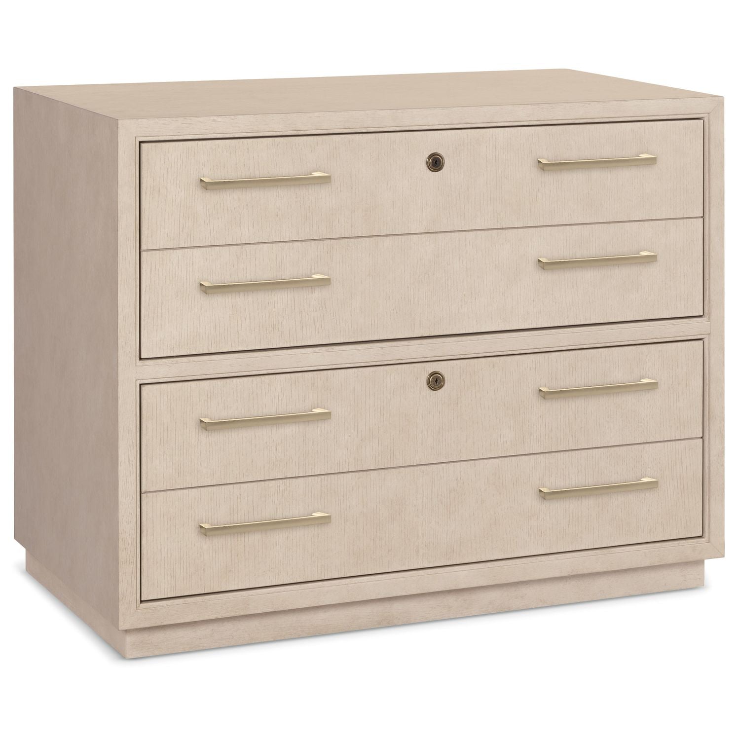 Marlowe Lateral File, shown in light beige and warm taupe with wood, metal, and lateral file drawer configuration.