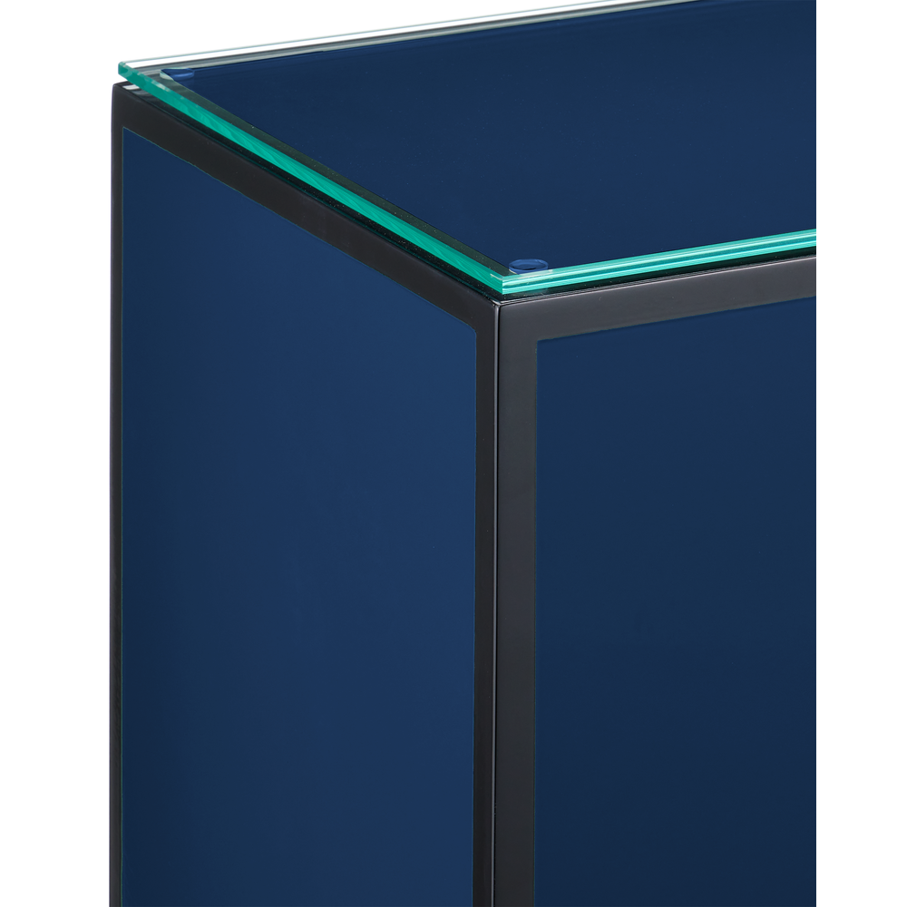 Alternate view of Navy Lacquer Side Table in navy blue and black.