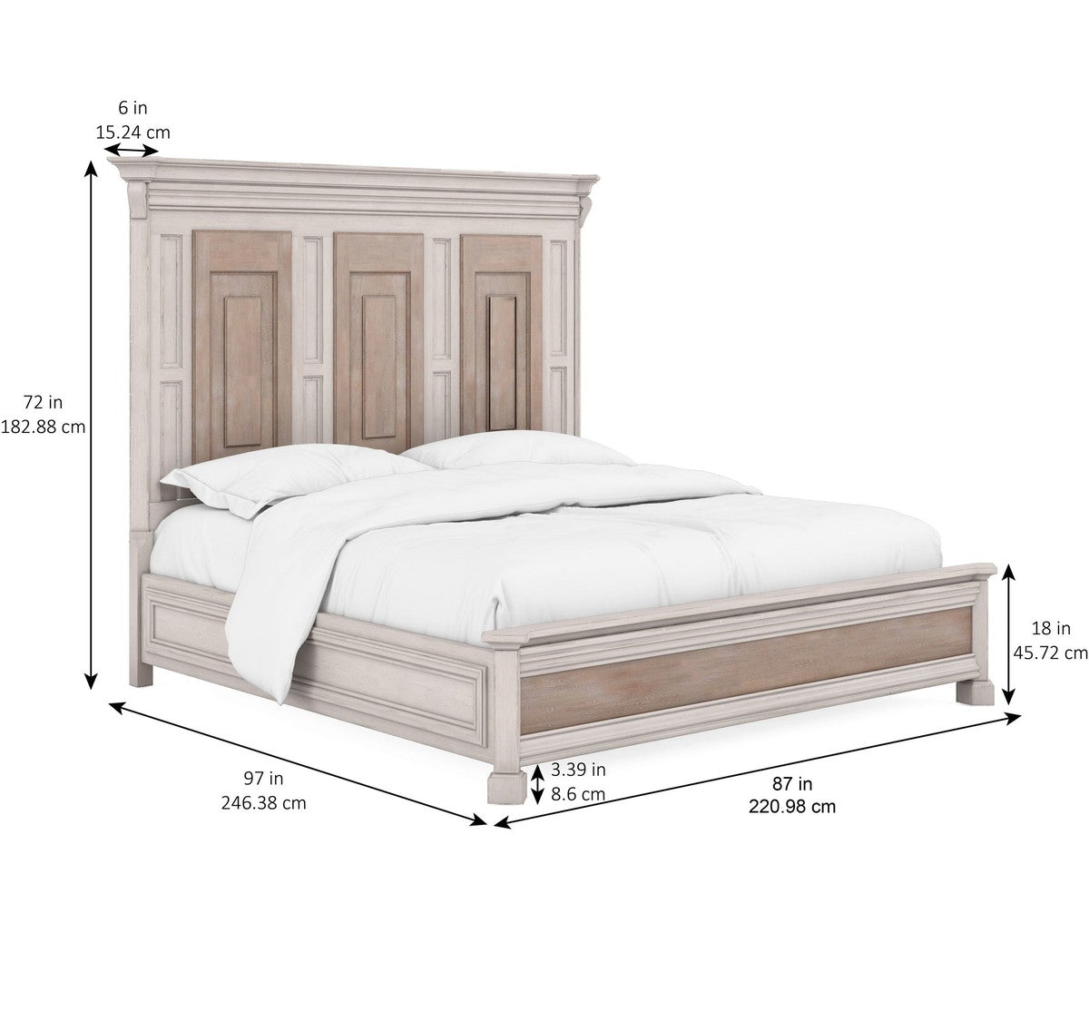 Alcove Cal-King Panel Bed - Brown, White