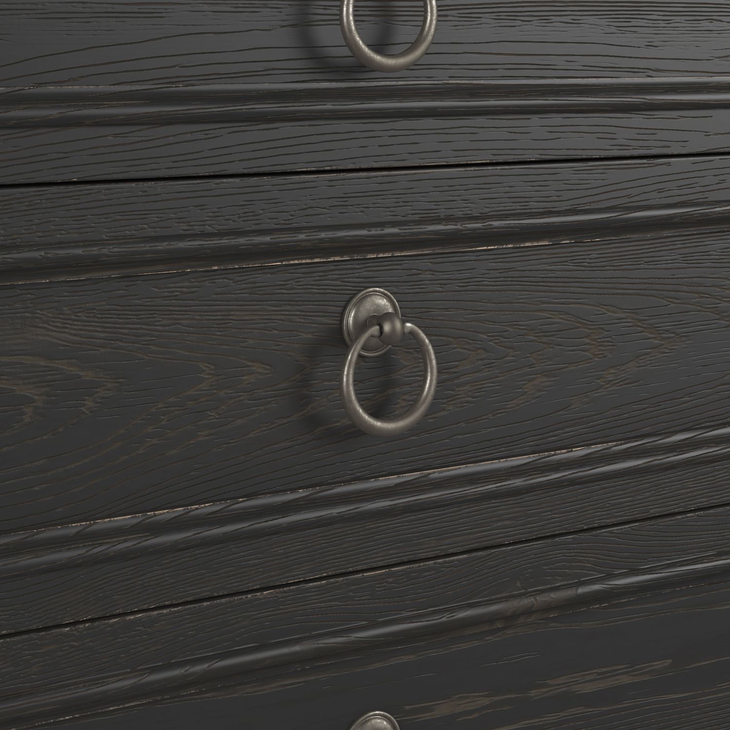 Atrium 3 Drawer Nightstand — hand rubbed black with undertones of brown
