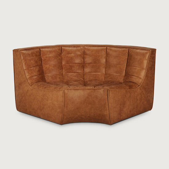 N701 Modular Sofa - Old Saddle - aniline leather, 90° round corner view