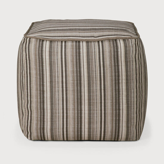 Zahara Outdoor Pouf - Grey Stripe view